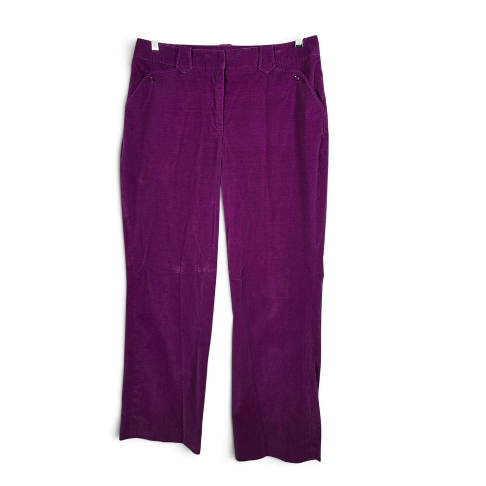 VTG Carlisle Pants Women 12 Straight Velvet Purple Stretch Mid Rise Casual READ